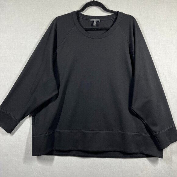 Eileen Fisher Sweater Womens 2X Lyocell Soft Black Round Neck Oversized Made USA - Picture 4 of 11